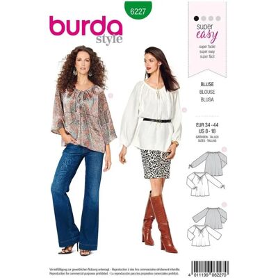 Burda Schnitt 6227 Bluse im Boho-Stil - Unisex Burda Schnitt 6227 Bluse im Boho-Stil - Unisex