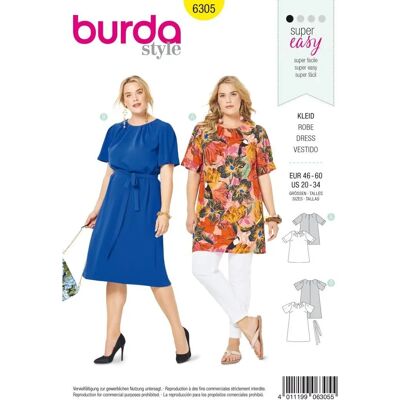 Burda Model 6305 - T-shirt, tunic or dress pattern - Sewing Pattern Burda Model 6305 - T-shirt, tunic or dress pattern - Sewing Pattern