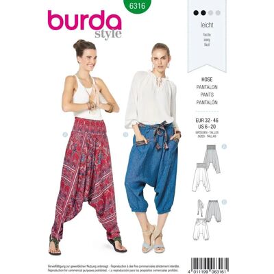 Patron Burda 6316 - Robe & Pantalon Patron Burda 6316 - Robe & Pantalon