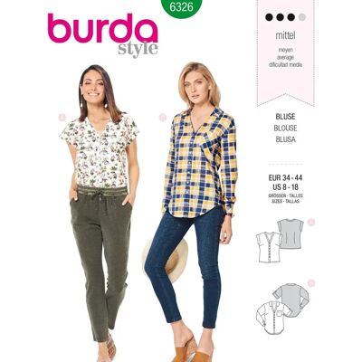 Burda Modell 6326 - Schnittmuster für Kleider, Blusen 36-46 Burda Modell 6326 - Schnittmuster für Kleider, Blusen 36-46