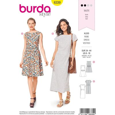 Model Burda 6339 - Wzór sukienki od 36 do 46 rozmiaru - Wzór szycia Model Burda 6339 - Wzór sukienki od 36 do 46 rozmiaru - Wzór szycia