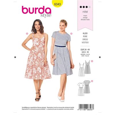 Burda Sewing Pattern 6343 - Dress Pattern for Sizes 34-44 Burda Sewing Pattern 6343 - Dress Pattern for Sizes 34-44