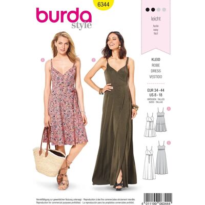 Burda Model 6344 - Wzór na sukienkę damską - Angielski Burda Model 6344 - Wzór na sukienkę damską - Angielski
