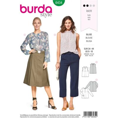 Burda Model 6434 - Pleated Blouse Sewing Pattern - Sewing Pattern Burda Model 6434 - Pleated Blouse Sewing Pattern - Sewing Pattern