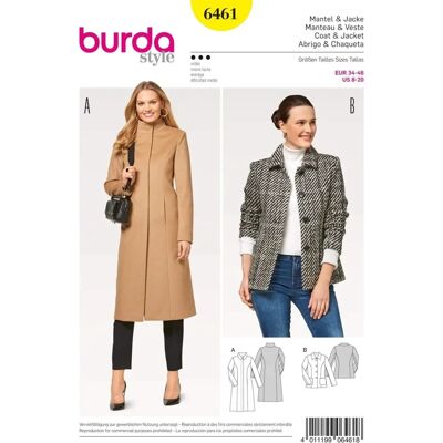 Modèle Burda 6461 - Patron de couture manteau/veste - Intermédiaire Modèle Burda 6461 - Patron de couture manteau/veste - Intermédiaire