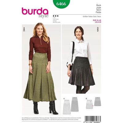 Burda 6466 Pattern for Pleated Skirt - Pattern Burda 6466 Pattern for Pleated Skirt - Pattern