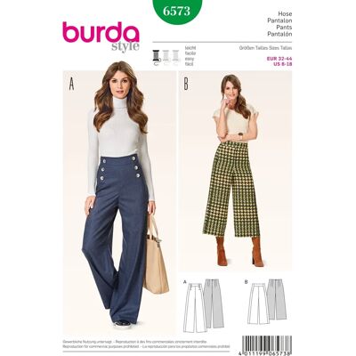 Burda 6573 Damenhosen Schnittmuster - Papiermuster Burda 6573 Damenhosen Schnittmuster - Papiermuster
