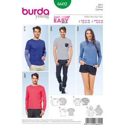 Burda Schnitt 6602 - Unisex Shirt - Nähen lernen Burda Schnitt 6602 - Unisex Shirt - Nähen lernen