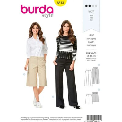 Modello di Burda B6613 - Pantaloni & Shorts - 36-50 Modello di Burda B6613 - Pantaloni & Shorts - 36-50