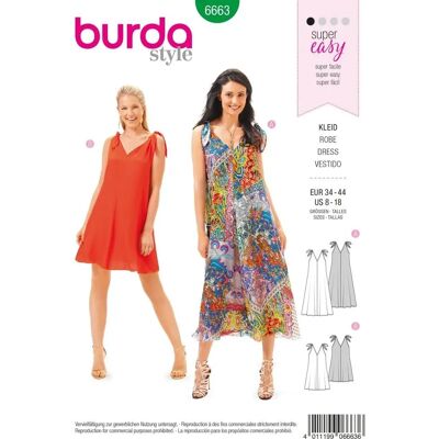 Patron Burda 6663 - Modèle de couture pour robe - Publicité Patron Burda 6663 - Modèle de couture pour robe - Publicité