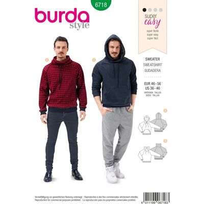 Burda 6718 - Wzór na unisexowy sweter - Instrukcja krok po kroku Burda 6718 - Wzór na unisexowy sweter - Instrukcja krok po kroku