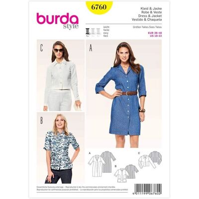 Modèle de couture Burda 6760 - Robe et veste - Publicité Modèle de couture Burda 6760 - Robe et veste - Publicité