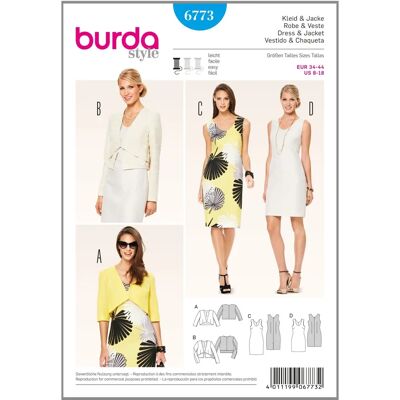 Modèle de couture en papier Burda 6773 - Robe & Veste - Publicité Modèle de couture en papier Burda 6773 - Robe & Veste - Publicité