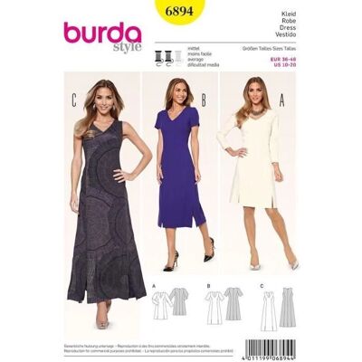 Patron Burda 6894 - Couture de robes, tailles 36-46 - Publicité Patron Burda 6894 - Couture de robes, tailles 36-46 - Publicité