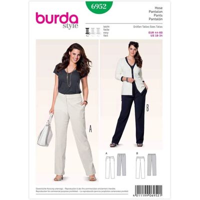 Burda 6952 Spodnie - Rozmiary 44-60 Burda 6952 Spodnie - Rozmiary 44-60