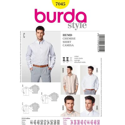 Modèle de chemise Burda 7045 - Intermédiaire - Publicité Modèle de chemise Burda 7045 - Intermédiaire - Publicité