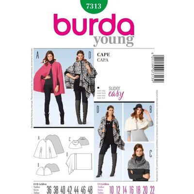 Burda 7313 - Patron de couture - Instructions de confection Burda 7313 - Patron de couture - Instructions de confection