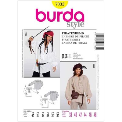 Patron chemise pirate Burda 7332 - Modèle de vêtement Patron chemise pirate Burda 7332 - Modèle de vêtement