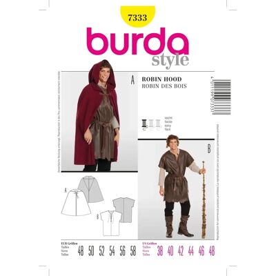 Modello di cucito Burda 7333 - Sartoria, Taglie 48-58 Modello di cucito Burda 7333 - Sartoria, Taglie 48-58