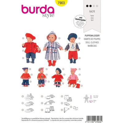 Burda Modèle 7903 Vêtements poupée - Facile, Coton, Jersey - Publicité Burda Modèle 7903 Vêtements poupée - Facile, Coton, Jersey - Publicité