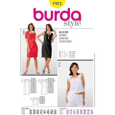 Burda Schnitt 7972 Leinen-Etuikleid & -Top - Gr. 38–50 Burda Schnitt 7972 Leinen-Etuikleid & -Top - Gr. 38–50