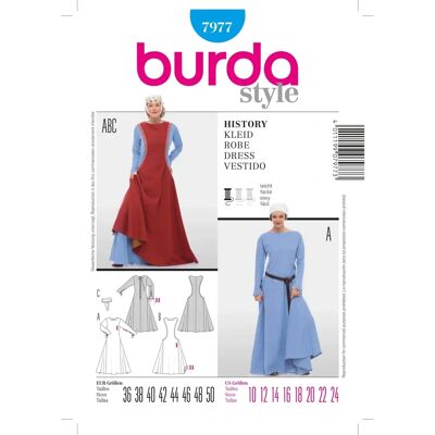 Burda 7977 - Wzór na szycie sukienek Burda 7977 - Wzór na szycie sukienek