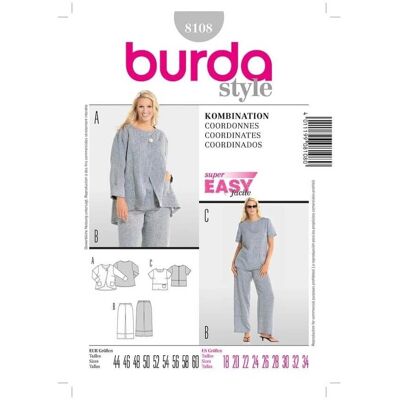 Modello di cucito Burda 8108 - Istruzioni Modello di cucito Burda 8108 - Istruzioni