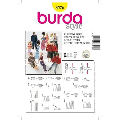 Model Burda 8576 - Ubranka dla lalek - Wzór szycia Model Burda 8576 - Ubranka dla lalek - Wzór szycia