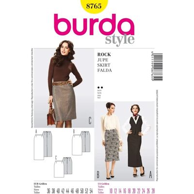 Burda Model 8765 Spódnica - Rozmiary 36-54, Plus Size Burda Model 8765 Spódnica - Rozmiary 36-54, Plus Size