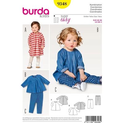 Modello di cucito Burda 9348 - Abbigliamento bebè - Facile Modello di cucito Burda 9348 - Abbigliamento bebè - Facile