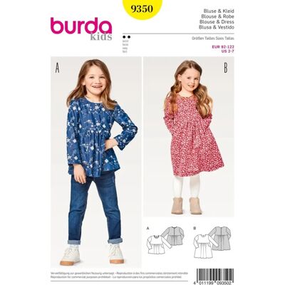 Modello di cucito Burda 9350 - Vestito e Camicetta - Carta, Bianco Modello di cucito Burda 9350 - Vestito e Camicetta - Carta, Bianco