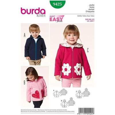 Modèle Burda 9425 - Patron de couture pour veste enfant - Publicité Modèle Burda 9425 - Patron de couture pour veste enfant - Publicité