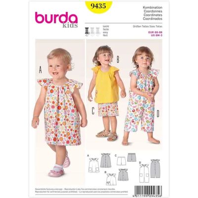 Burda Schnitt 9435 Baby Nähmuster - Einfaches Kleid & Top DIY Burda Schnitt 9435 Baby Nähmuster - Einfaches Kleid & Top DIY