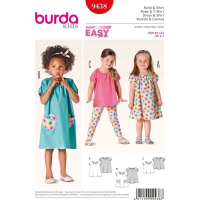 Modello Burda 9438 - Schema di cucito per bambini Modello Burda 9438 - Schema di cucito per bambini