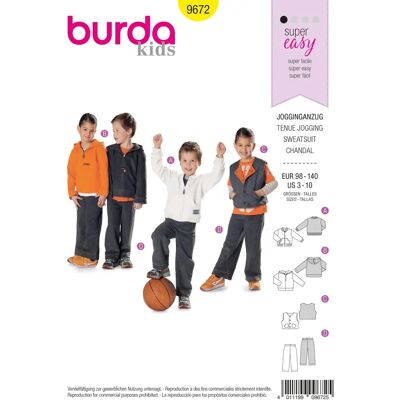 Ensemble de jogging Burda 9672 - Facile à coudre pour enfants - Publicité Ensemble de jogging Burda 9672 - Facile à coudre pour enfants - Publicité