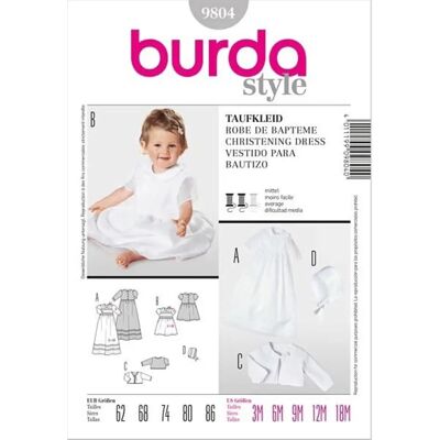 Burda - 9804 - Taille 3-18 mois - Coiffe incluse - Pattern Burda - 9804 - Taille 3-18 mois - Coiffe incluse - Pattern