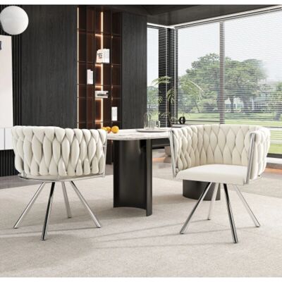 OKWISH Juego de 2 sillas de comedor de terciopelo - Terciopelo - 150 kg - Silla OKWISH Juego de 2 sillas de comedor de terciopelo - Terciopelo - 150 kg - Silla