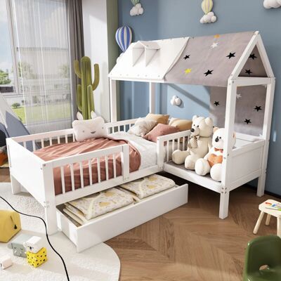 REDOM - CasettaInLegno - Con forma de casa - Cajones de almacenamiento - Bed REDOM - CasettaInLegno - Con forma de casa - Cajones de almacenamiento - Bed