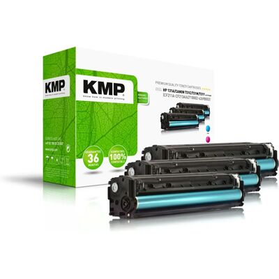 Cartouche de toner KMP H-T171CMY Cyan Magenta Jaune - Compatible avec HP 131A & Canon 731 Cartouche de toner KMP H-T171CMY Cyan Magenta Jaune - Compatible avec HP 131A & Canon 731