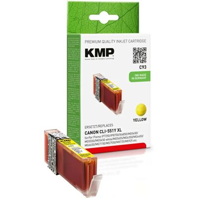 Cartuccia d'inchiostro gialla KMP C93 - Compatibile con Canon Pixma IP7250/8750, IX6850, MG5550/5650 Cartuccia d'inchiostro gialla KMP C93 - Compatibile con Canon Pixma IP7250/8750, IX6850, MG5550/5650