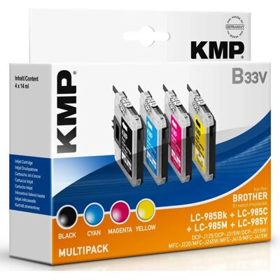 Cartuccia di inchiostro KMP B33V - Confezione da 4 - Alta resa - Multicolore - Per Brother Cartuccia di inchiostro KMP B33V - Confezione da 4 - Alta resa - Multicolore - Per Brother