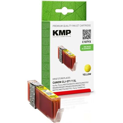 Cartuccia d'inchiostro gialla KMP C107YX - Compatibile con Canon 0334C001, Cli-571Yxl - per Pixma TS5051, TS5053 Cartuccia d'inchiostro gialla KMP C107YX - Compatibile con Canon 0334C001, Cli-571Yxl - per Pixma TS5051, TS5053