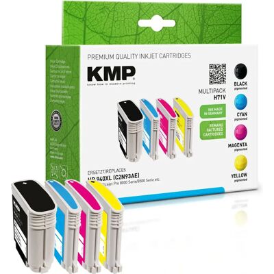 KMP H71V Inktcartridge - 4-pack - Zwart, Cyaan, Magenta, Geel - Compatible met HP 940XL KMP H71V Inktcartridge - 4-pack - Zwart, Cyaan, Magenta, Geel - Compatible met HP 940XL