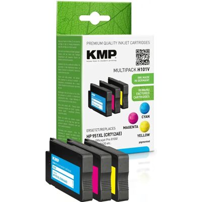 Cartouche d'encre KMP H101V - Cyan, Magenta, Jaune - Compatible HP 951XL Cartouche d'encre KMP H101V - Cyan, Magenta, Jaune - Compatible HP 951XL