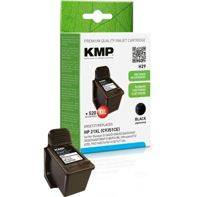 Cartuccia d'inchiostro nera KMP H29 - Alta capacità compatibile con HP 21XL Cartuccia d'inchiostro nera KMP H29 - Alta capacità compatibile con HP 21XL