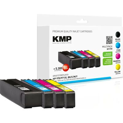 KMP H117V Cartuccia d'inchiostro - Multicolore per HP 970XL/971XL - Confezione da 4 KMP H117V Cartuccia d'inchiostro - Multicolore per HP 970XL/971XL - Confezione da 4