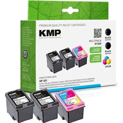 Ensemble de cartouches d'encre KMP H136V - Compatible HP 301 Ensemble de cartouches d'encre KMP H136V - Compatible HP 301