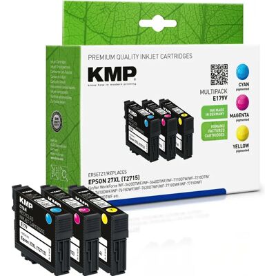 KMP E179V Tintenpatrone - Cyan, Magenta, Gelb - Kompatibel mit Epson 27XL, T2715, T2712, T2713, T2714 KMP E179V Tintenpatrone - Cyan, Magenta, Gelb - Kompatibel mit Epson 27XL, T2715, T2712, T2713, T2714