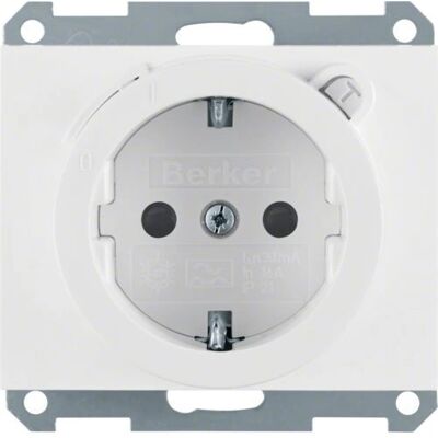 Berker 47087009 Weiße Schuko-Steckdose mit FI-Schutzschalter Berker 47087009 Weiße Schuko-Steckdose mit FI-Schutzschalter