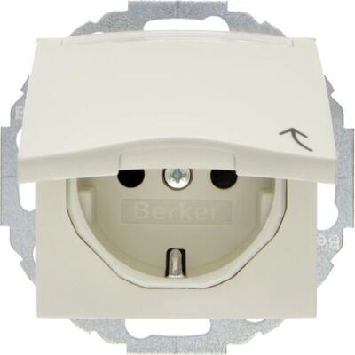Berker 47468989 Prise Blanche avec Couvercle Pliant - Prise Berker 47468989 Prise Blanche avec Couvercle Pliant - Prise